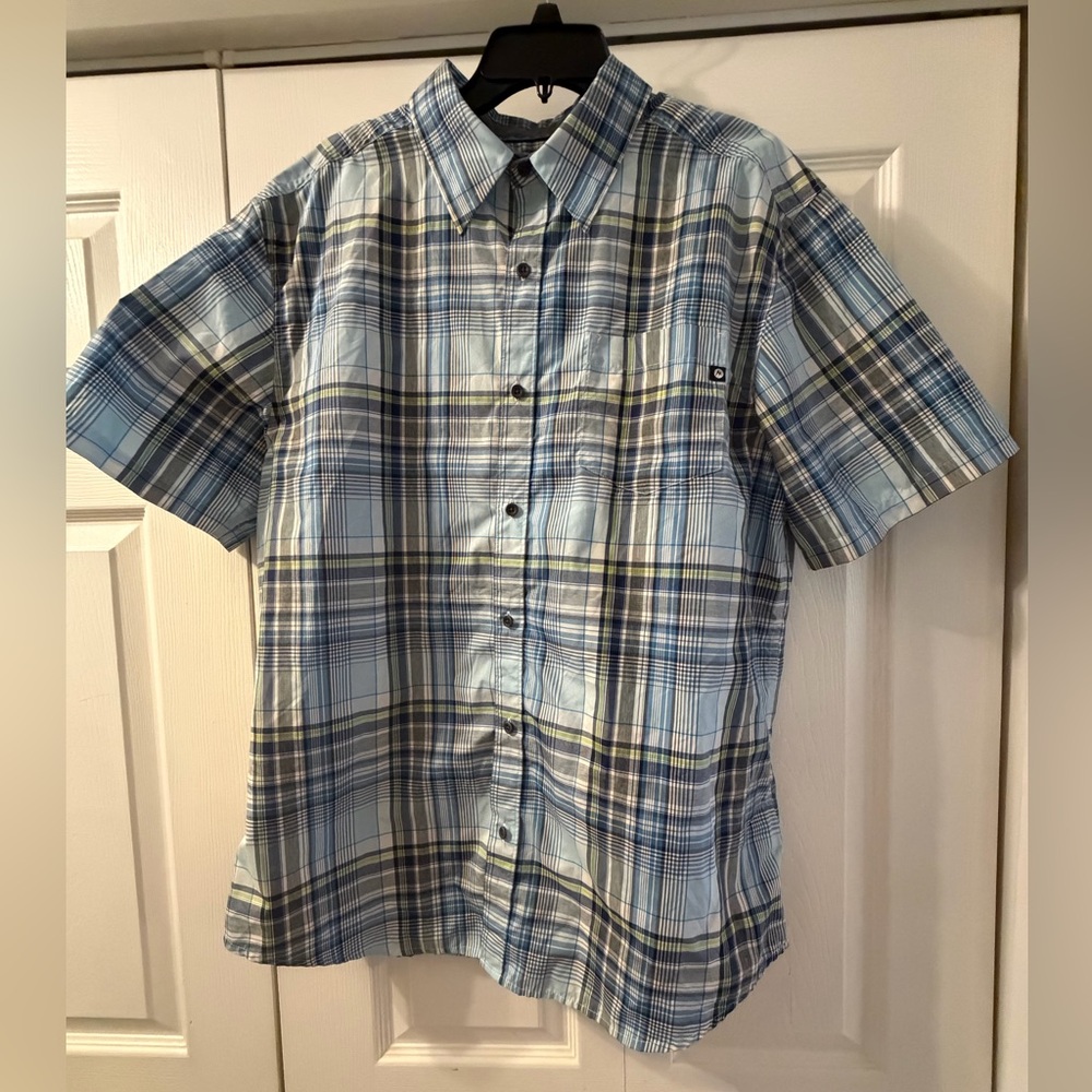 Marmot Men's Light Blue Plaid Button Down Shirt Size XL